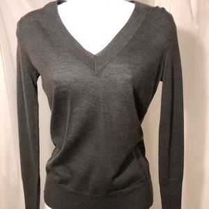 The Limited Brown sweater with V Neck and ribbed bottom and wrists. XS